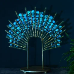 Pavone green glass and metal sculpture