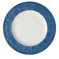 PEACOCK DESSERT PLATE - BLUE