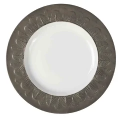 PEACOCK DESSERT PLATE - BROWN