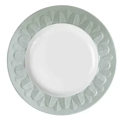 PEACOCK DESSERT PLATE - LIGHT BLUE