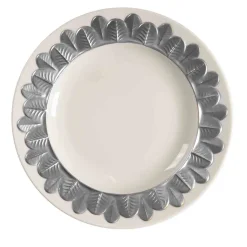 PEACOCK DESSERT PLATE - SILVER