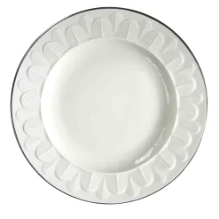 PEACOCK DESSERT PLATE - WHITE