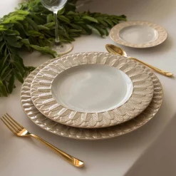 PEACOCK DINNER PLATE - BEIGE