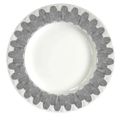 PEACOCK DINNER PLATE - SILVER