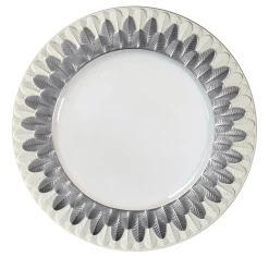 PEACOCK LAY PLATE - WHITE AND SILVER