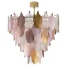 Peacock Medium Pink and Gold Chandelier