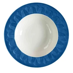 PEACOCK RIM SOUP PLATE - BLUE