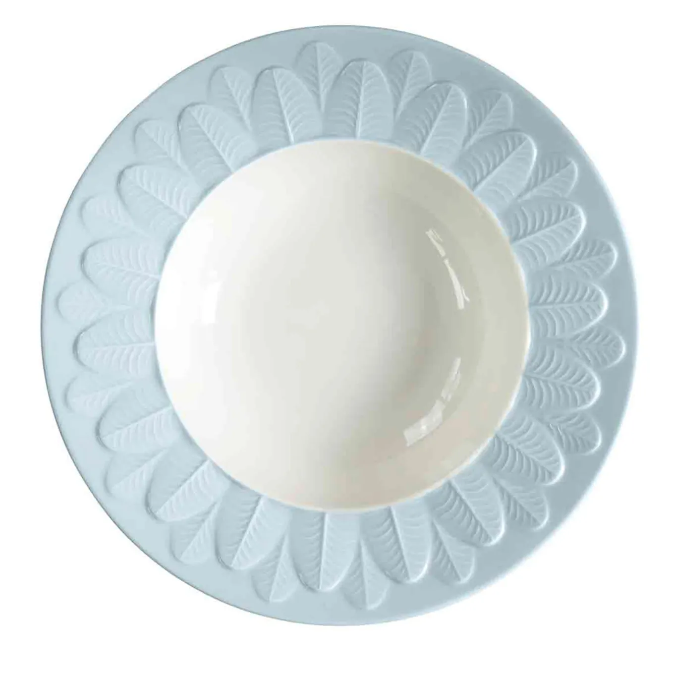 PEACOCK RIM SOUP PLATE . LIGHT BLUE #2