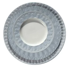 PEACOCK RIM SOUP PLATE - LIGHT BLUE