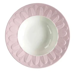 PEACOCK RIM SOUP PLATE - PINK