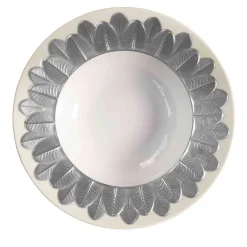 PEACOCK RIM SOUP PLATE - SILVER