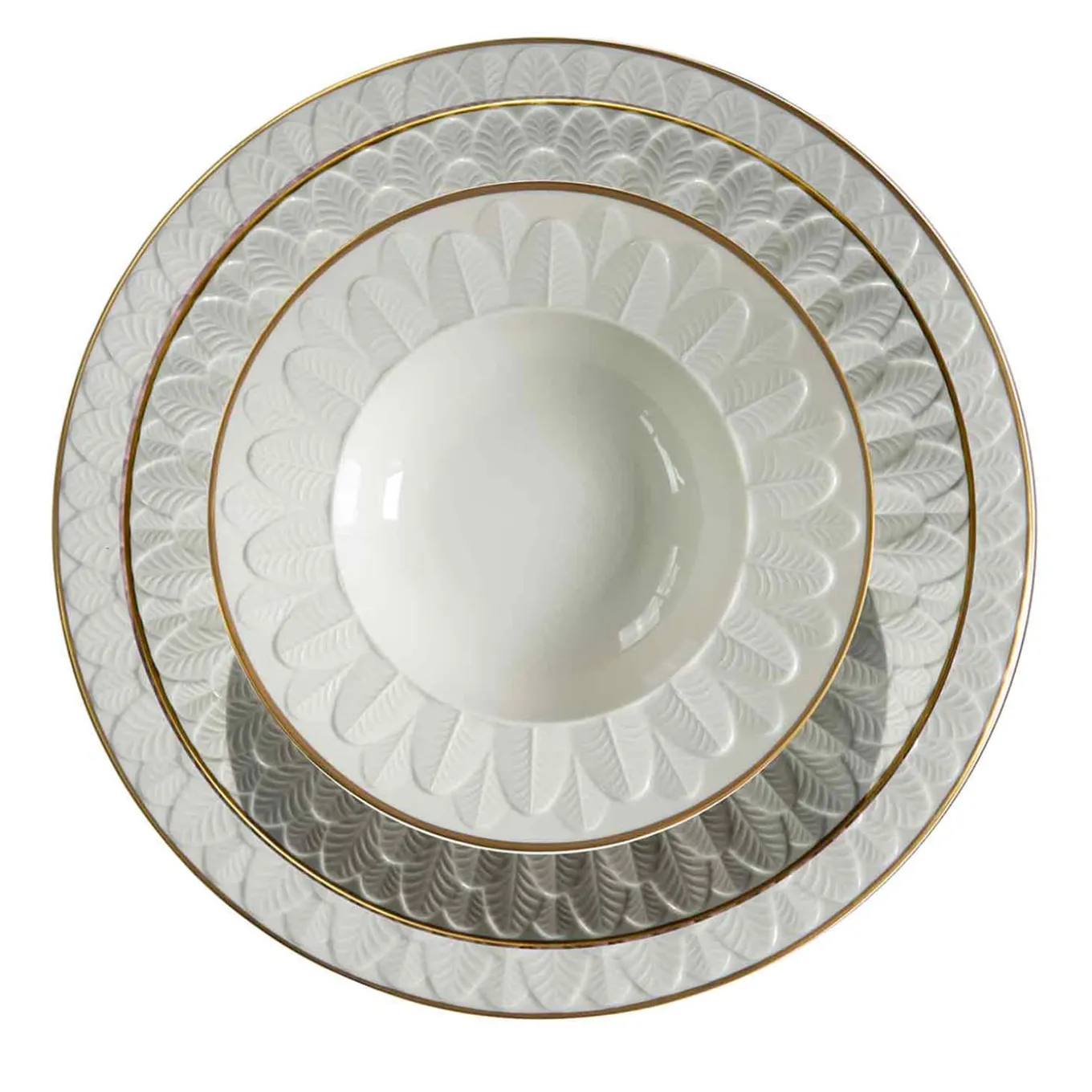 PEACOCK RIM SOUP PLATE - WHITE #2