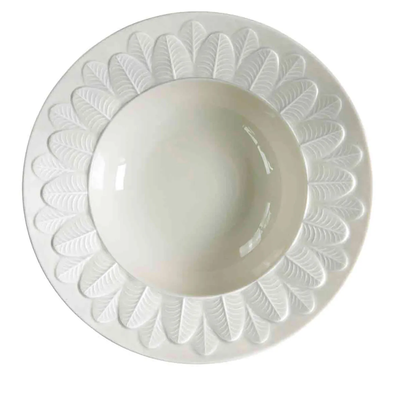 PEACOCK RIM SOUP PLATE - WHITE #3