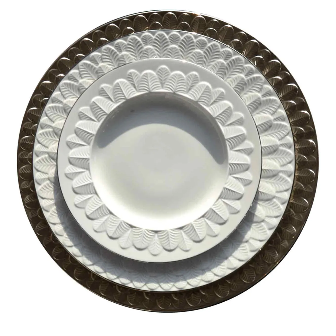 PEACOCK RIM SOUP PLATE - WHITE #3