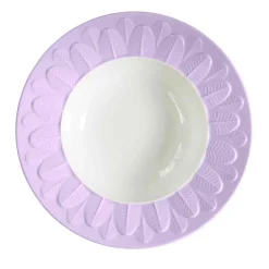 PEACOCK RIM SOUP PLATE- LILAC