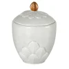PEACOCK SUGAR BOWL - WHITE AND GOLD