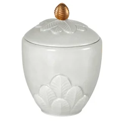 PEACOCK SUGAR BOWL - WHITE AND GOLD