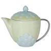 PEACOCK TEA POT - GREEN AND SILVER