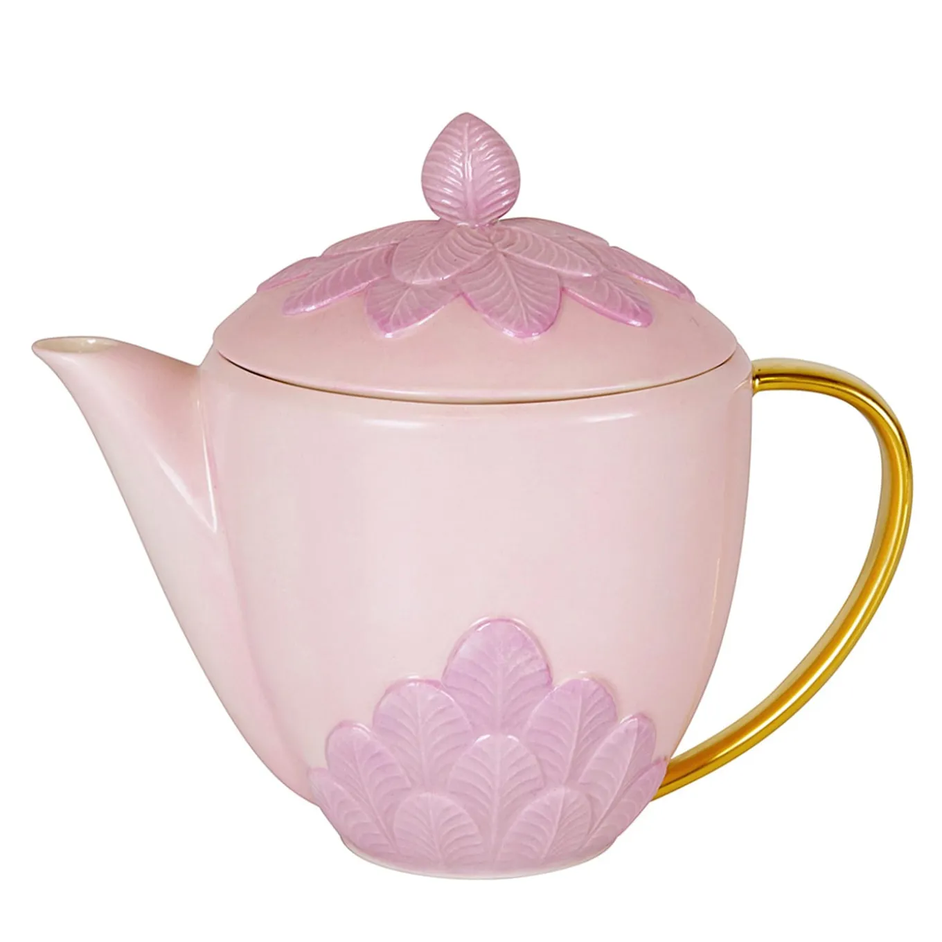 PEACOCK TEA POT - PINK AND GOLD