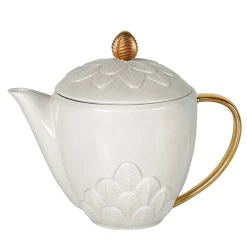 PEACOCK TEA POT - WHITE AND GOLD