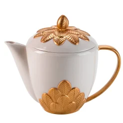 PEACOCK TEA POT - WHITE AND GOLD #2