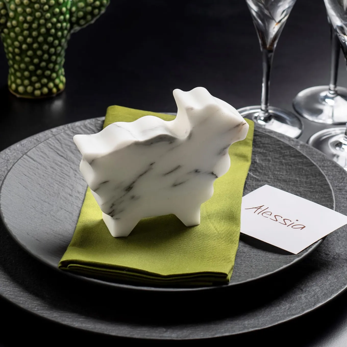 Pecorella Small White Statuette by Alessandra Grasso