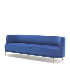 Pergy Blue Velvet 3-Seat Sofa