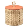 Perla Low Wicker Jar with Wood Lid