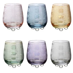 Perle Polychrome Set of 6 Patterned Water Glasses