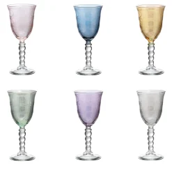 Perle Polychrome Set of 6 Patterned Stem Glasses
