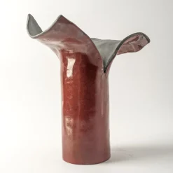 Petali D'Oriente Amaranth Ceramic Sculpture/Vase by Nino Basso