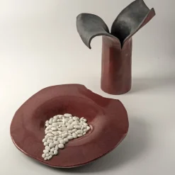 Petali D'Oriente Amaranth Ceramic Sculpture/Vase by Nino Basso