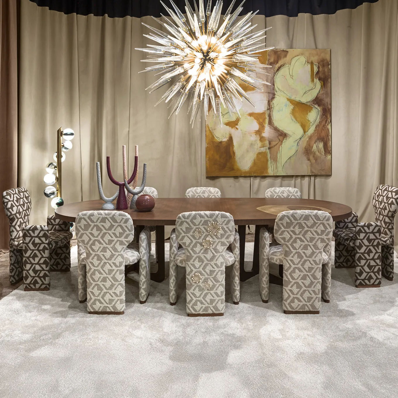 Philosophy Oval with Brass Inlay Dining Table