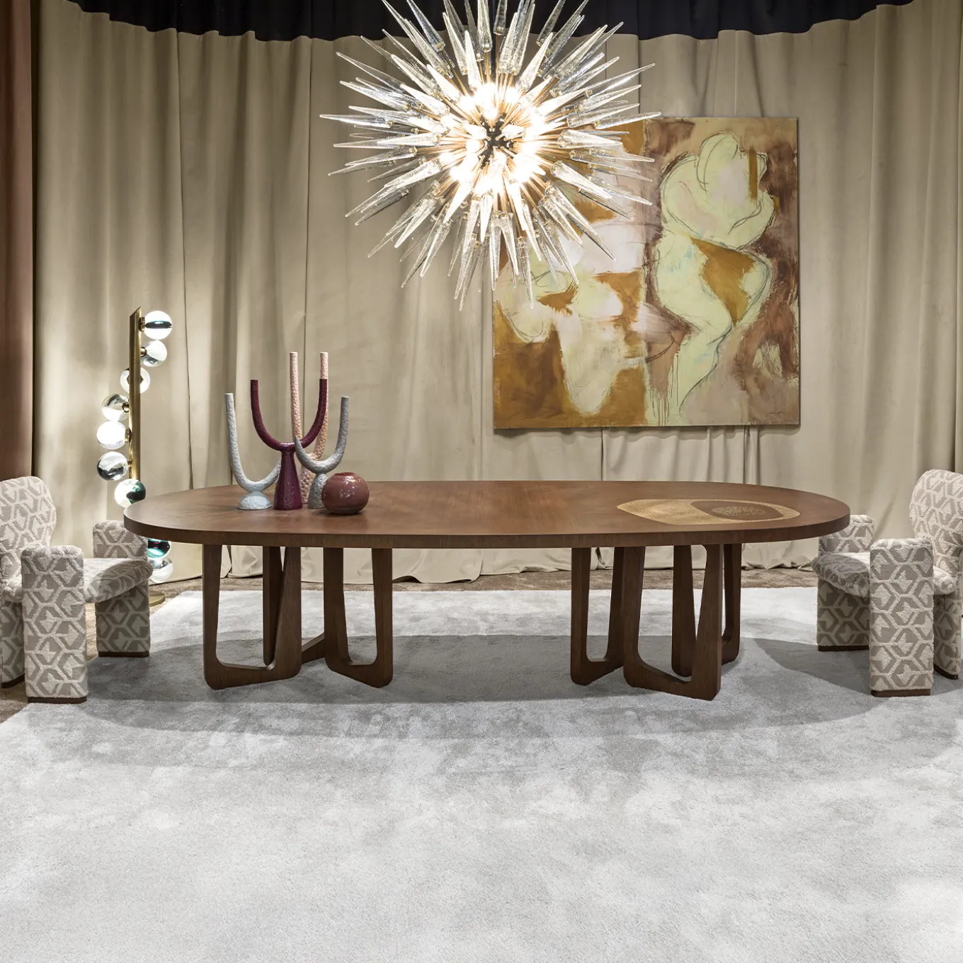 Philosophy Oval with Brass Inlay Dining Table