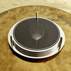 Phoinix Set of 6 silver-plated copper coasters