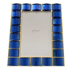 Photo Frame in 24K Gold-Plated Brass and Handmade Blue Crystal