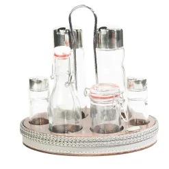 6-Piece Gray Condiment Set with Tray