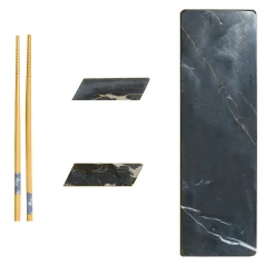 4-Piece Marquina Black Marble Sushi Set