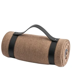 2-Piece Set of Taupe Blanket & Black Leather Belt