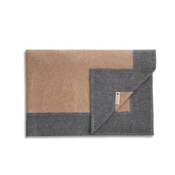2-Piece Set of Taupe Blanket & Black Leather Belt