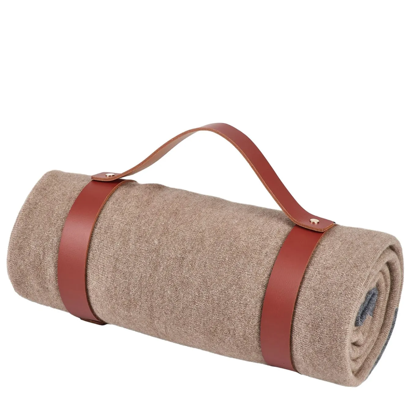 2-Piece Set of Taupe Cashmere Blanket & Burgundy Leather Belt