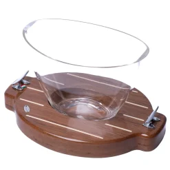 2-Piece Set of Transparent Glacette + Teak Base