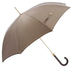 Pied de Poule Umbrella with Studded Leather Handle
