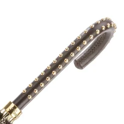Pied de Poule Umbrella with Studded Leather Handle