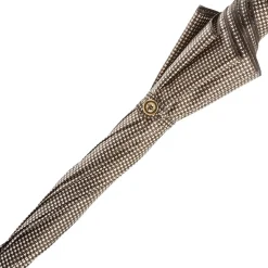 Pied de Poule Umbrella with Studded Leather Handle