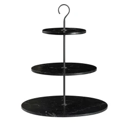 Pietra L12 Cake Stand in Nero Marquinia Marble by Piero Lissoni
