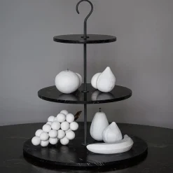 Pietra L12 Cake Stand in Nero Marquinia Marble by Piero Lissoni