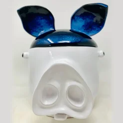 Pig Large Blue and White Container with Lid