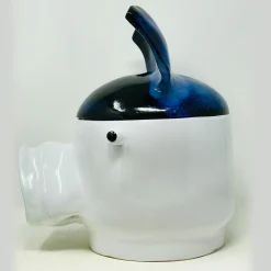 Pig Large Blue and White Container with Lid