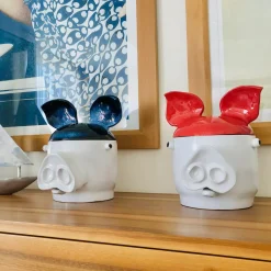 Pig Large Blue and White Container with Lid